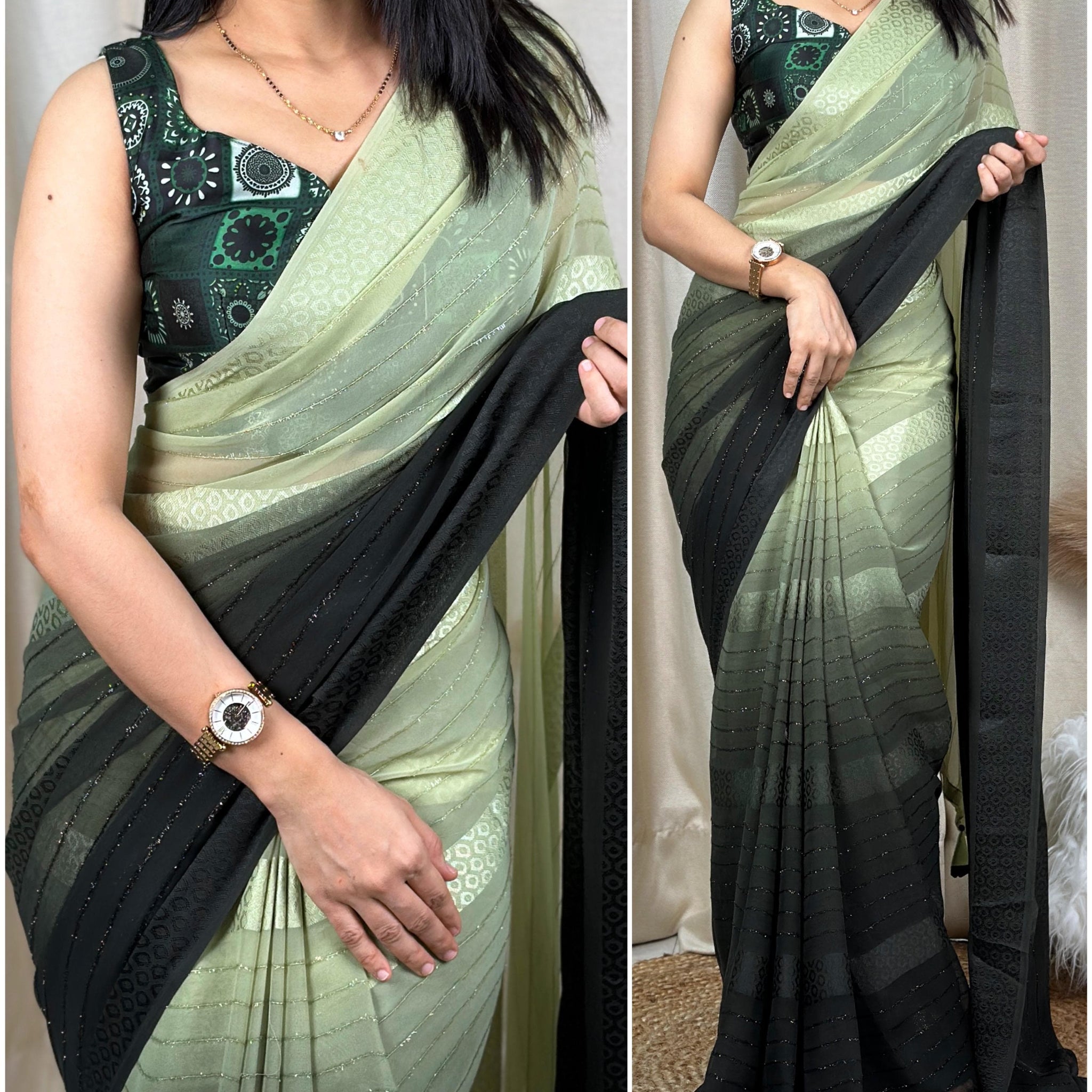 Beautiful Designer Pedding Print Georgette Saree