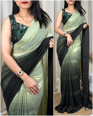 Beautiful Designer Pedding Print Georgette Saree