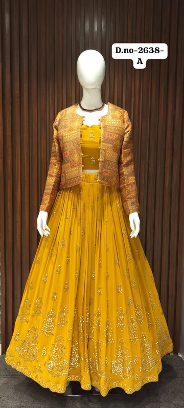 Beautiful Designer Ready to Wear Lehenga Choli with Koti Jacket