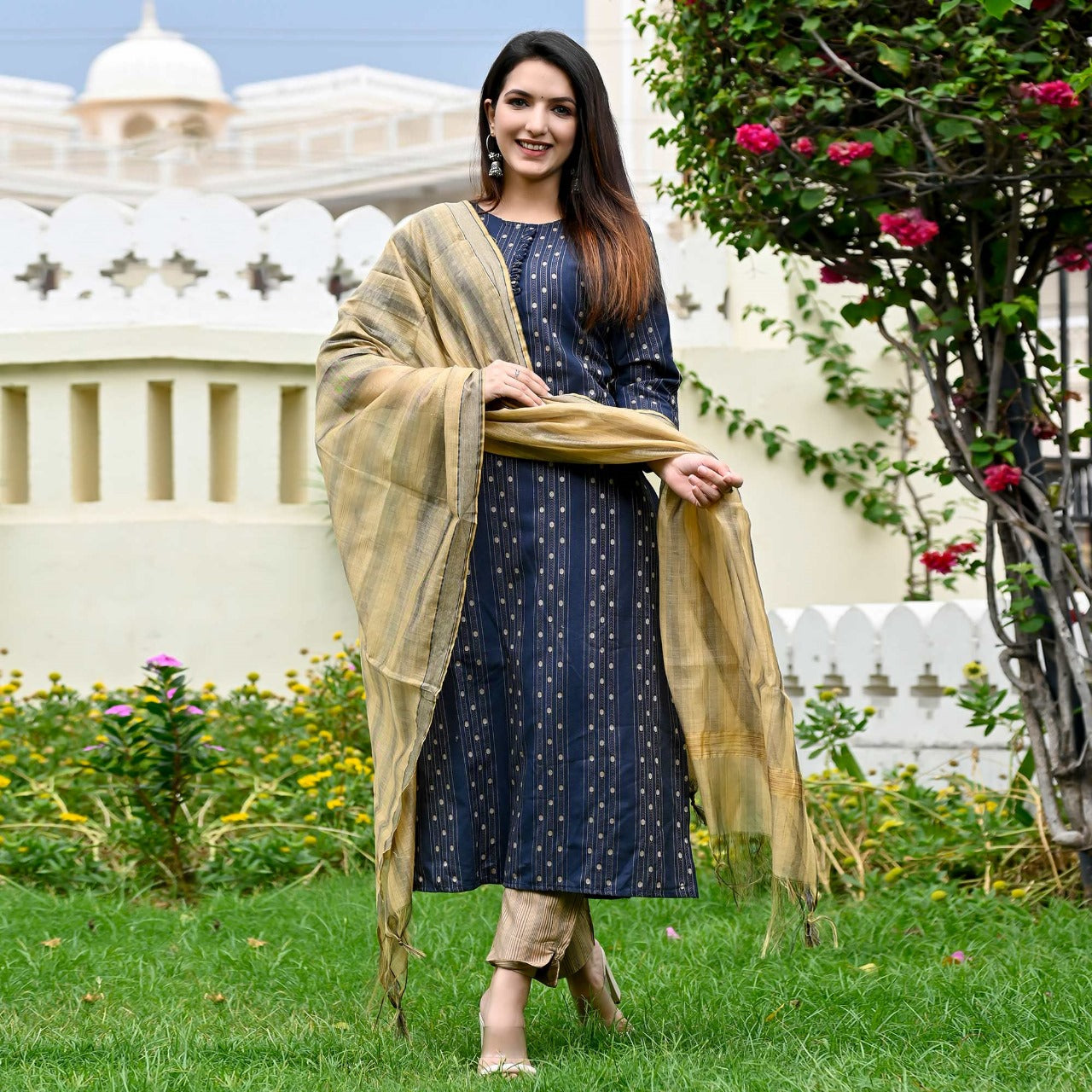 Beautiful Designer Linen Cotton Readymade Salwar Suit