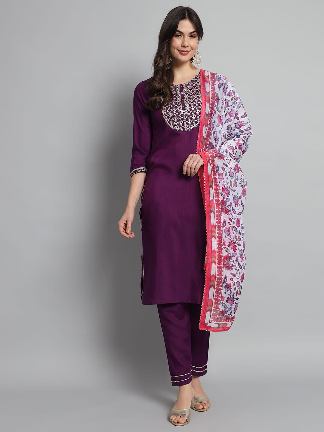 Beautiful Designer Pure Cotton Full Stiched Kurti Pant with Dupatta