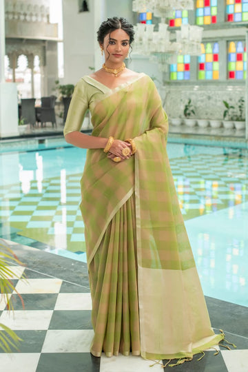 Beautiful Designer Pure Linen Saree