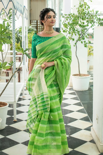 Beautiful Designer Pure Linen Saree