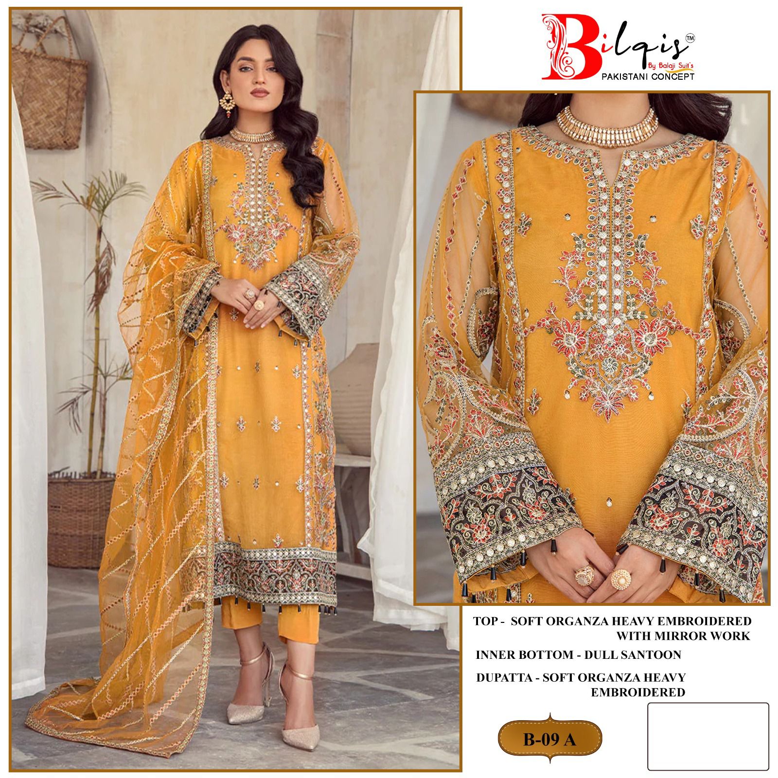 Beautiful Designer Bilqis B 09 A Pakistani Suits