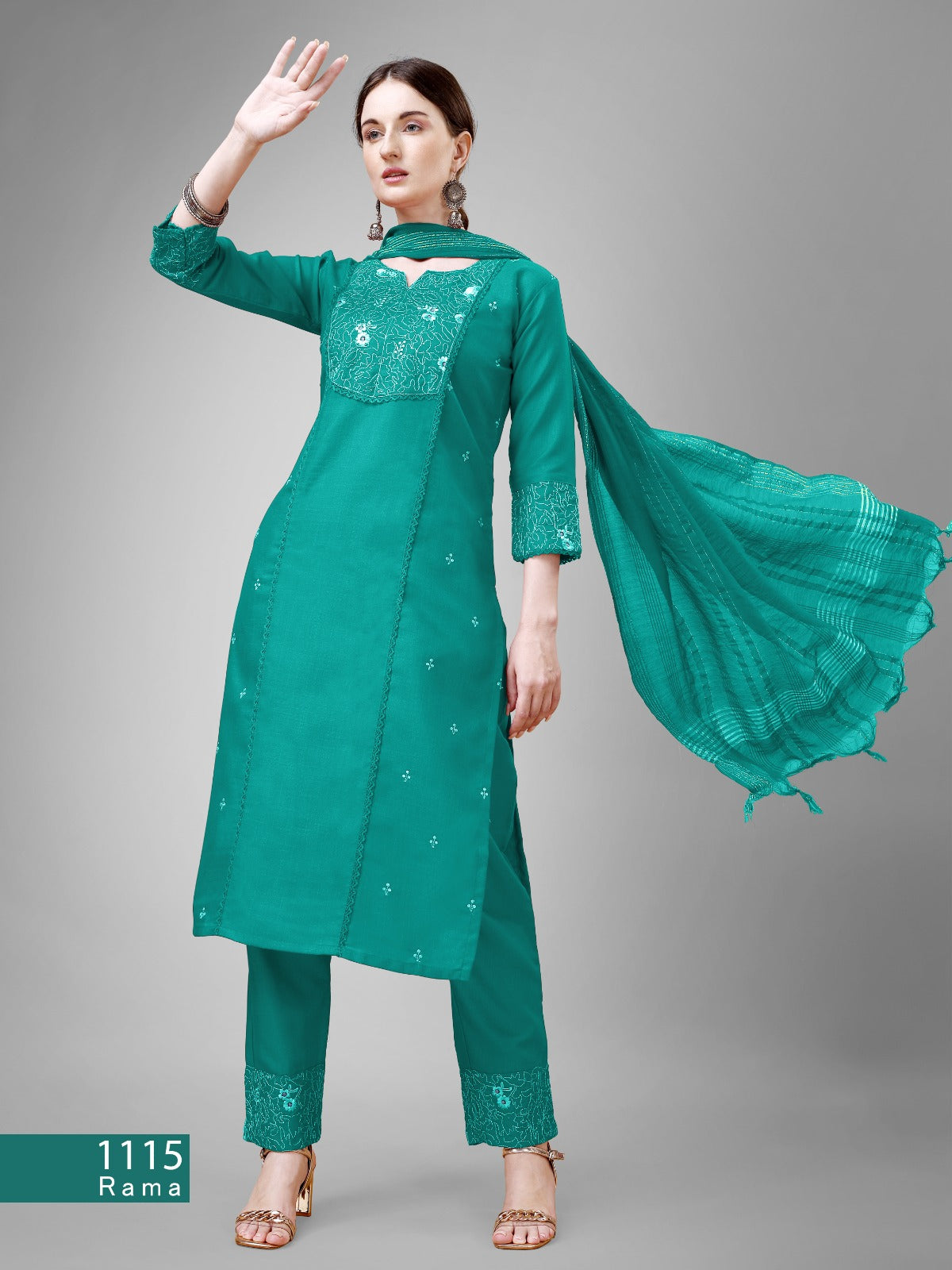 Beautiful Designer Pure Cotton Full Stiched Kurti Pant with Dupatta