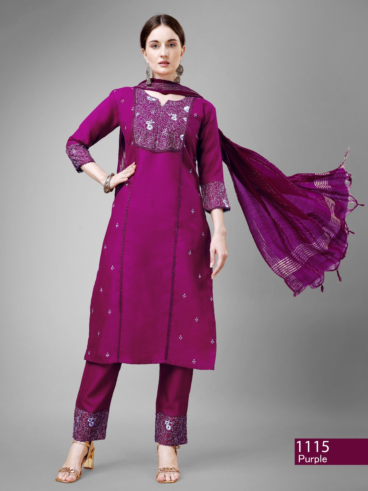 Beautiful Designer Pure Cotton Full Stiched Kurti Pant with Dupatta