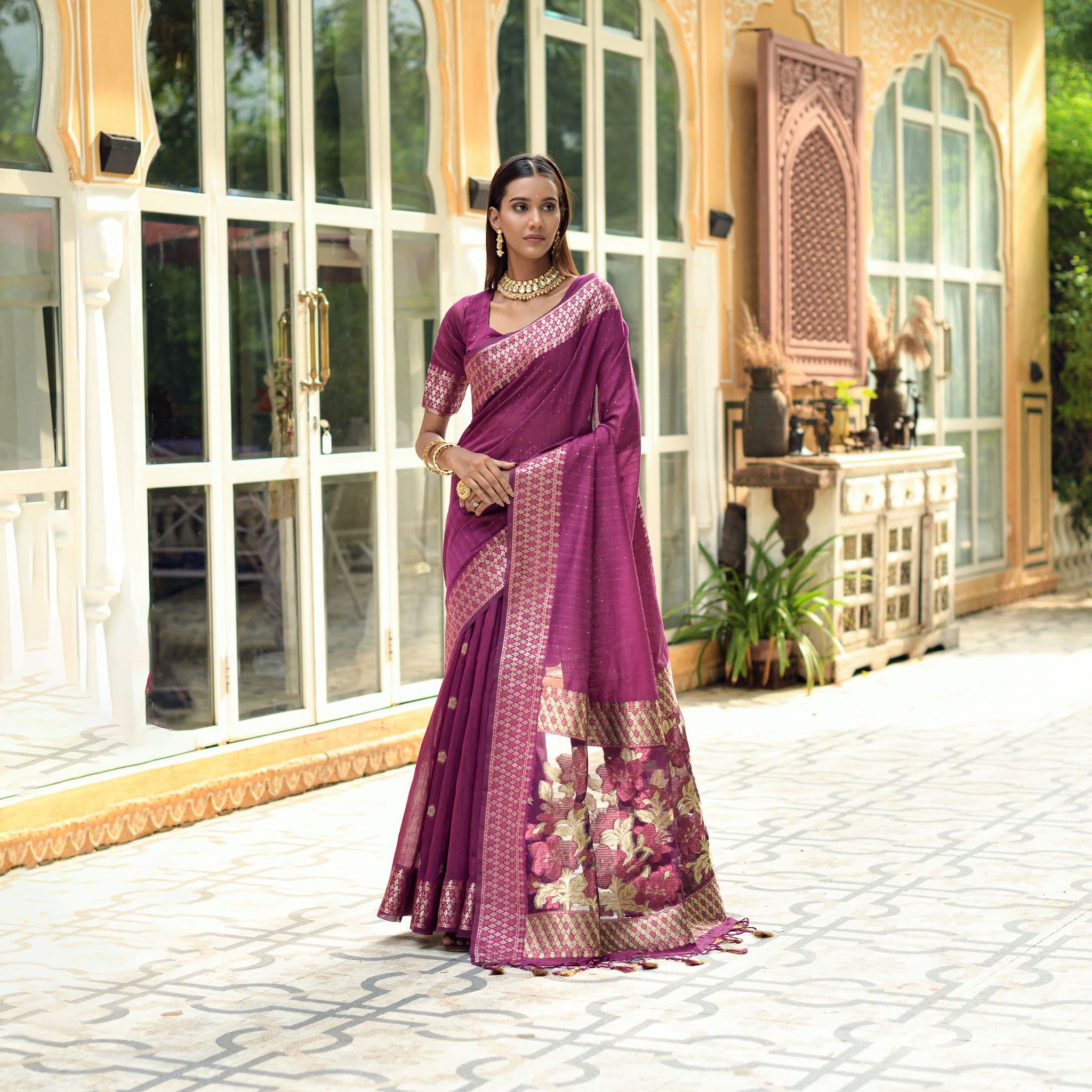 Beautiful Designer Premium Linen Silk Saree