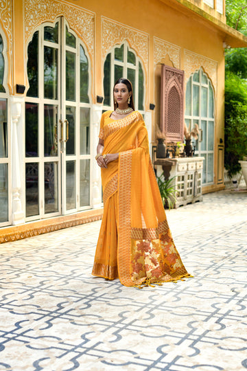 Beautiful Designer Premium Linen Silk Saree