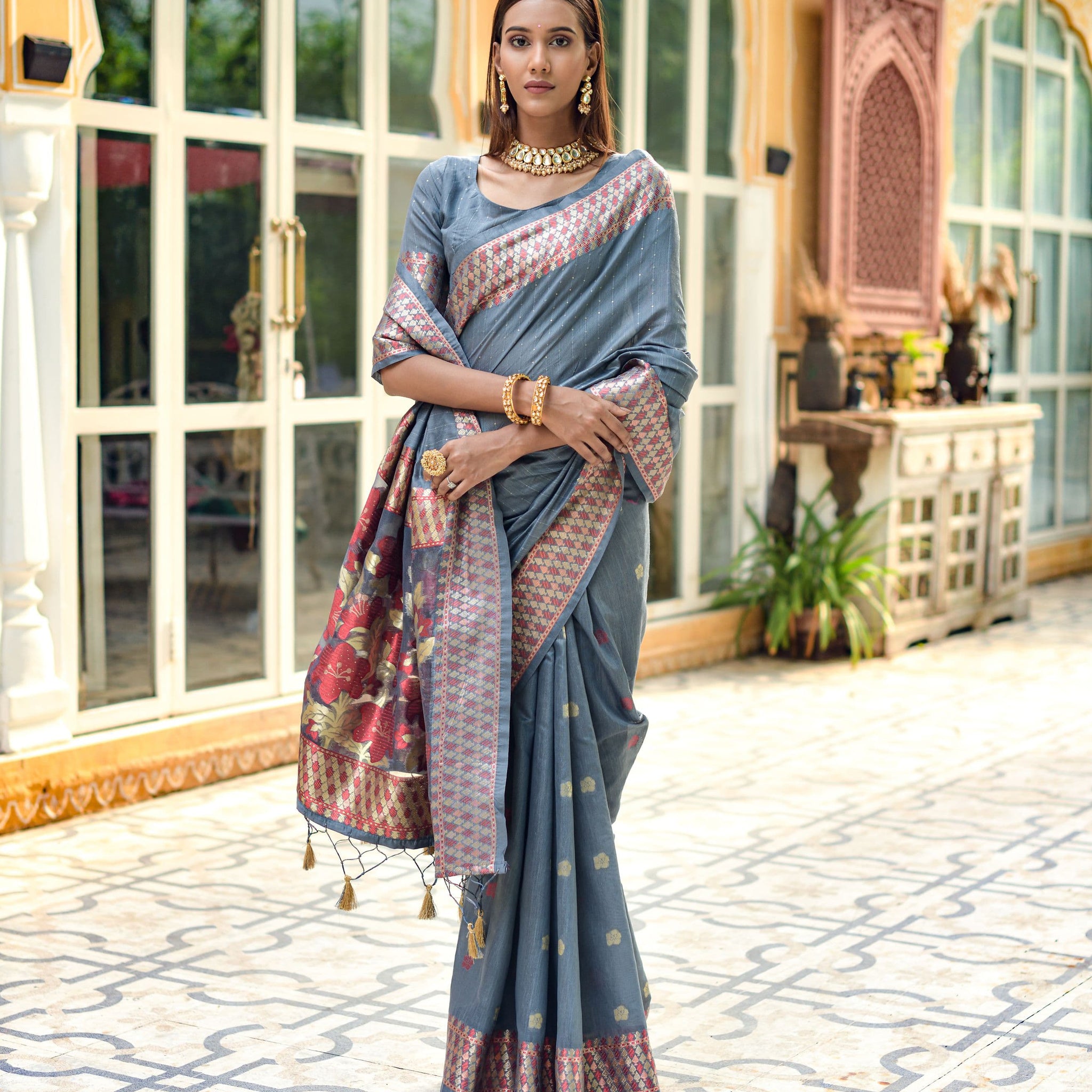 Beautiful Designer Premium Linen Silk Saree