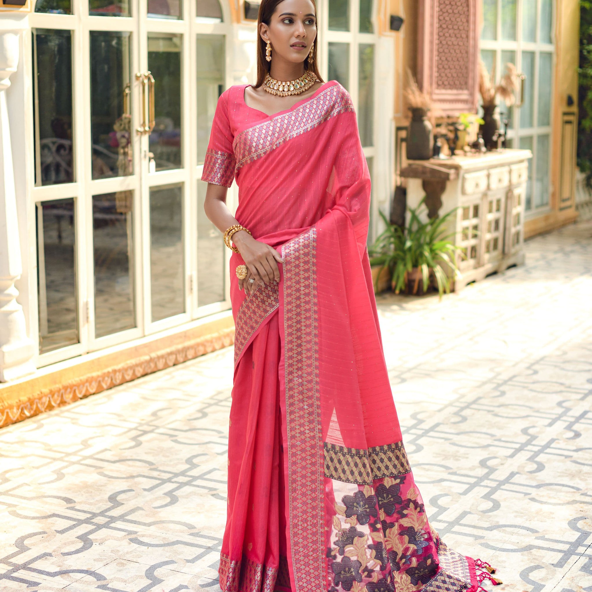 Beautiful Designer Premium Linen Silk Saree