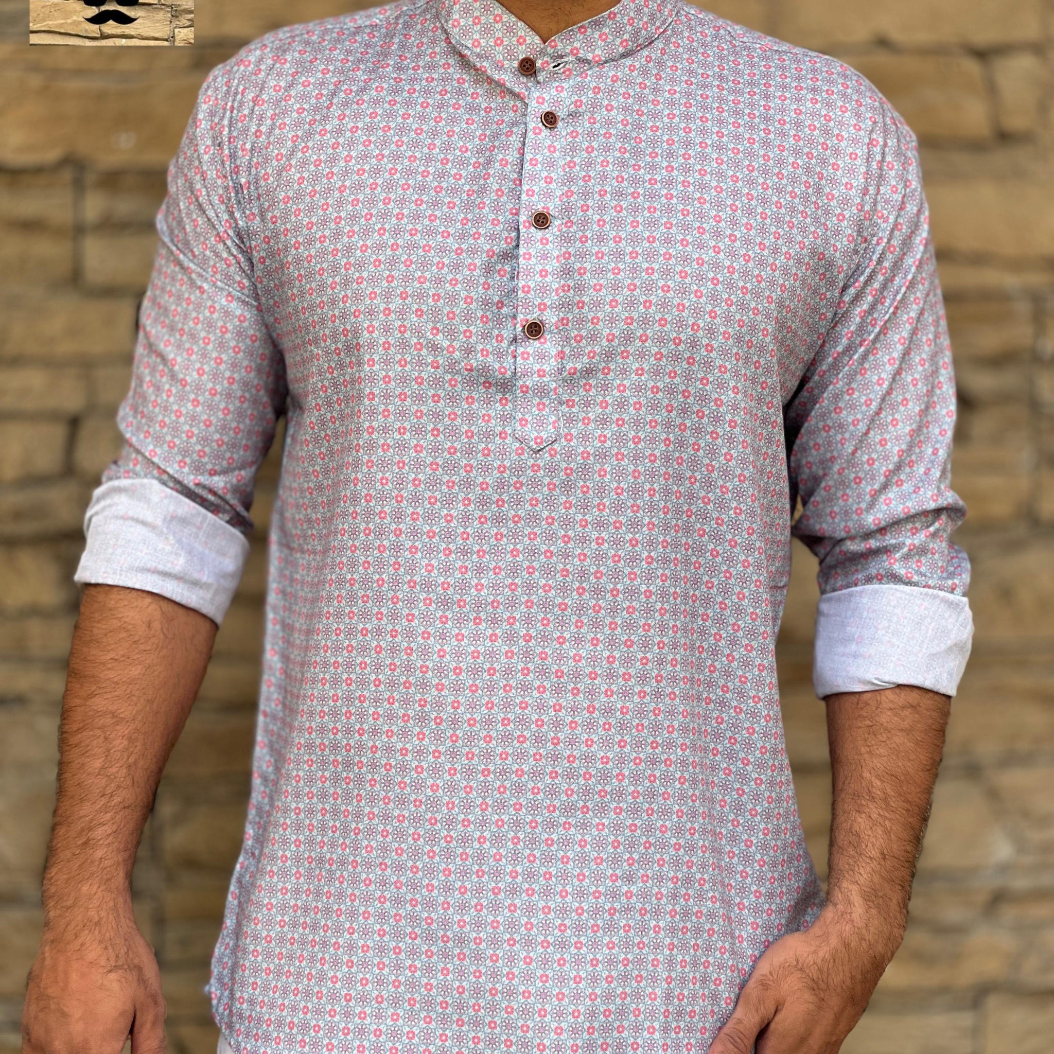 Party Wear Men's Cotton Full Sleeves Short Kurta