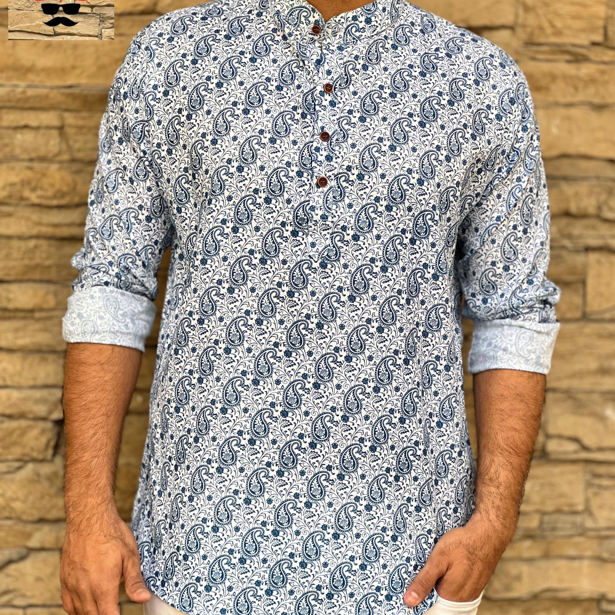 Party Wear Men's Cotton Full Sleeves Short Kurta