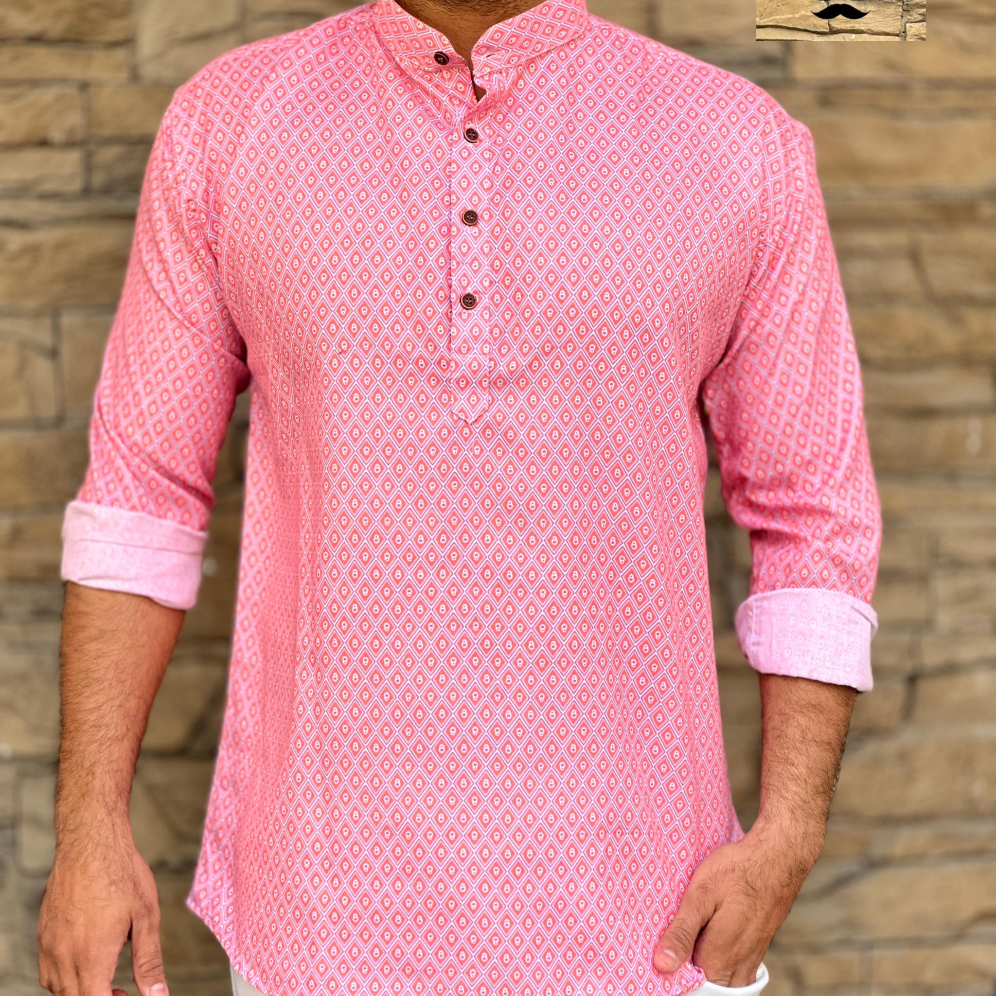 Party Wear Men's Cotton Full Sleeves Short Kurta