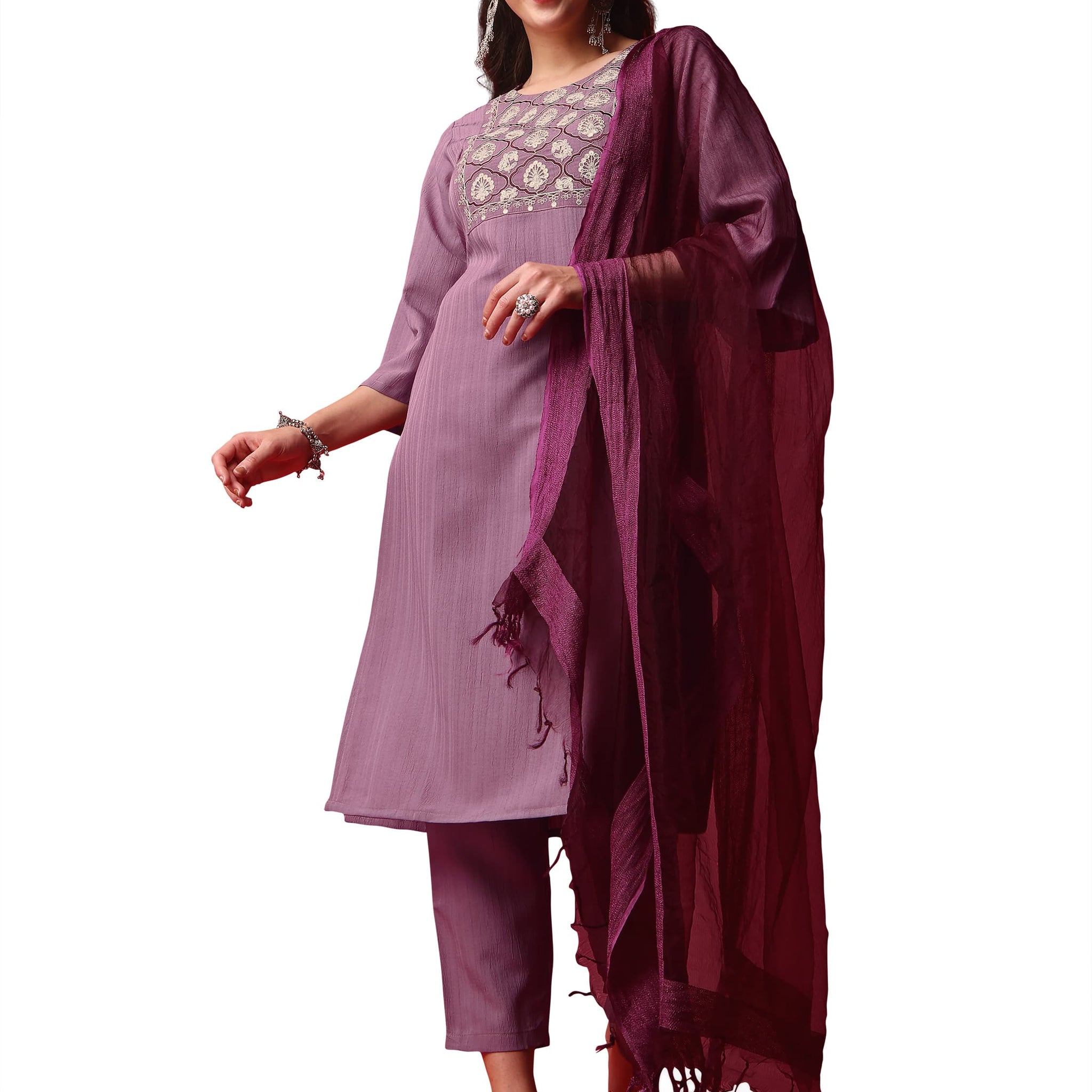 Beautiful Designer Cotton Kurti Pant With Dupatta