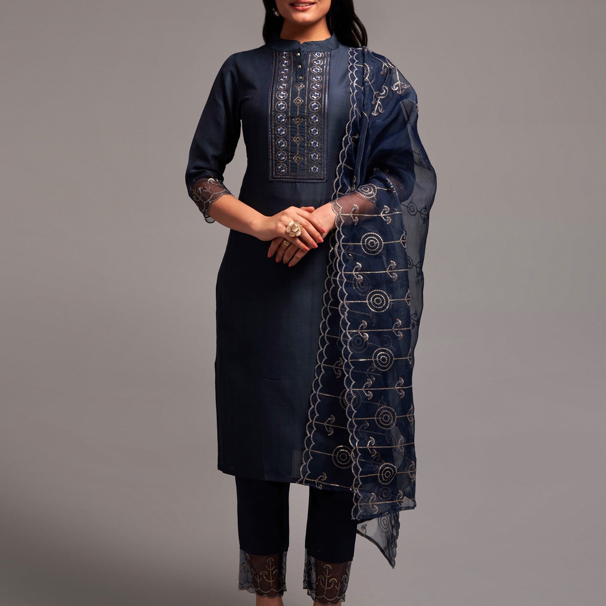 Beautiful Designer Cotton Kurti Pant With Dupatta