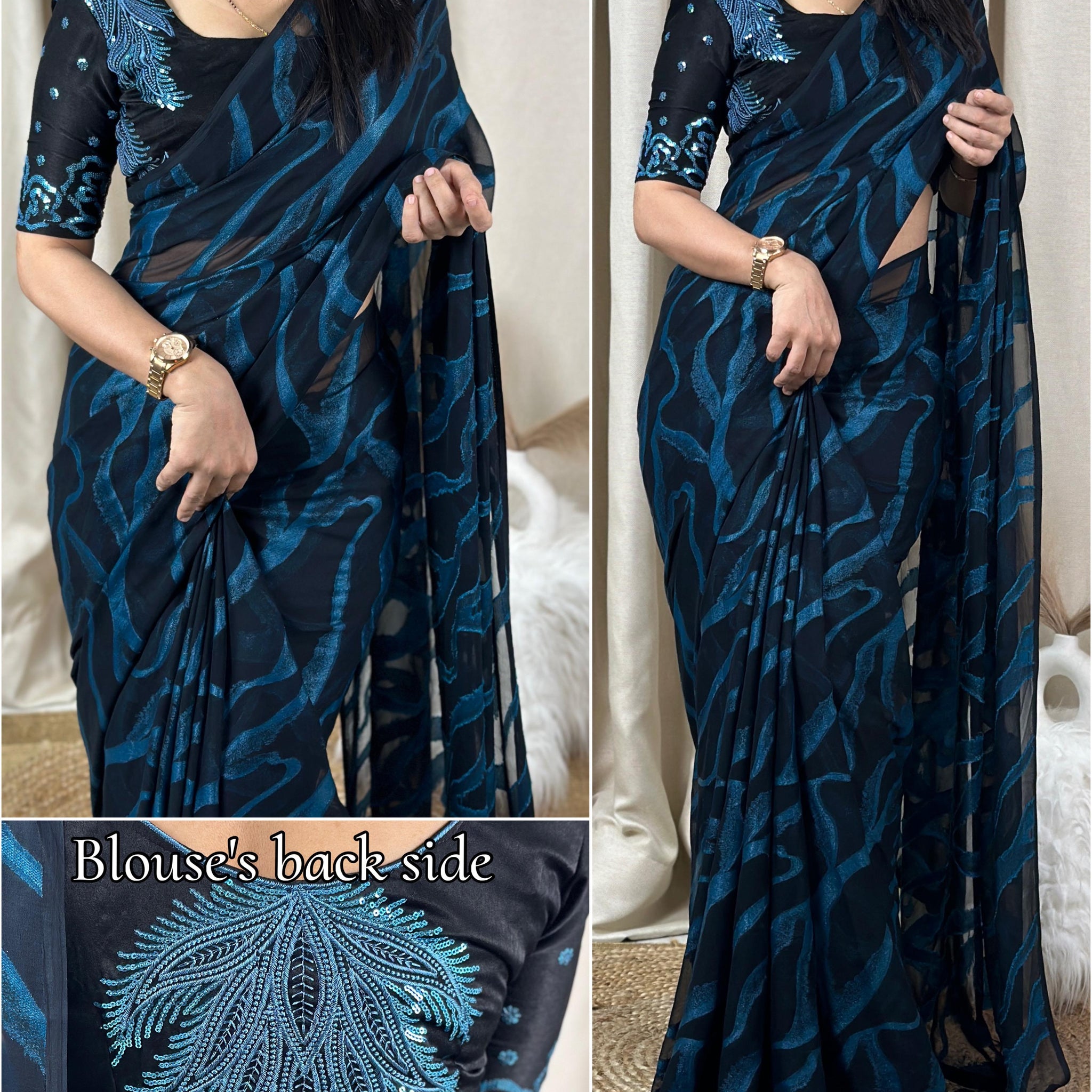 Beautiful Designer Semi Bamber Brasso Saree