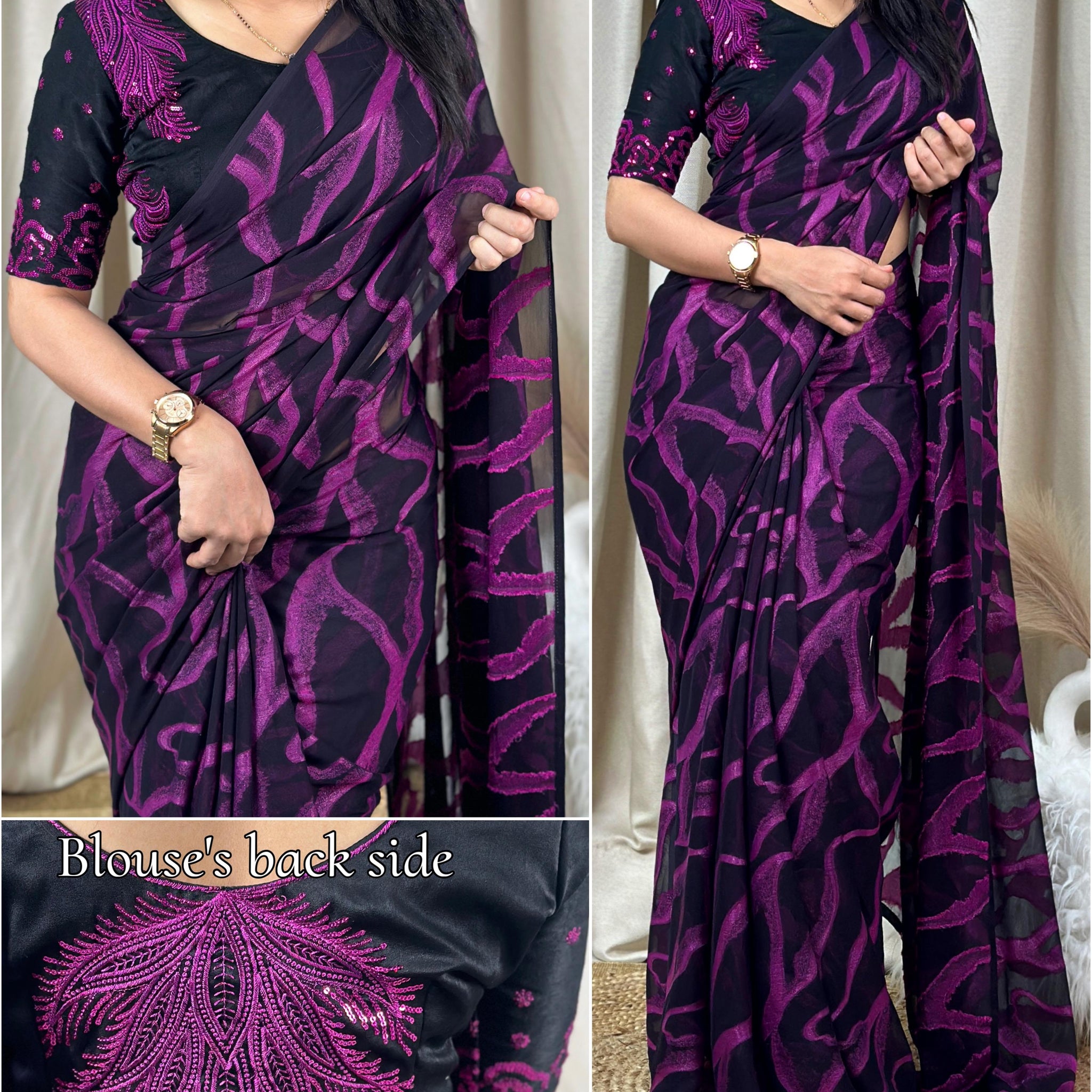 Beautiful Designer Semi Bamber Brasso Saree