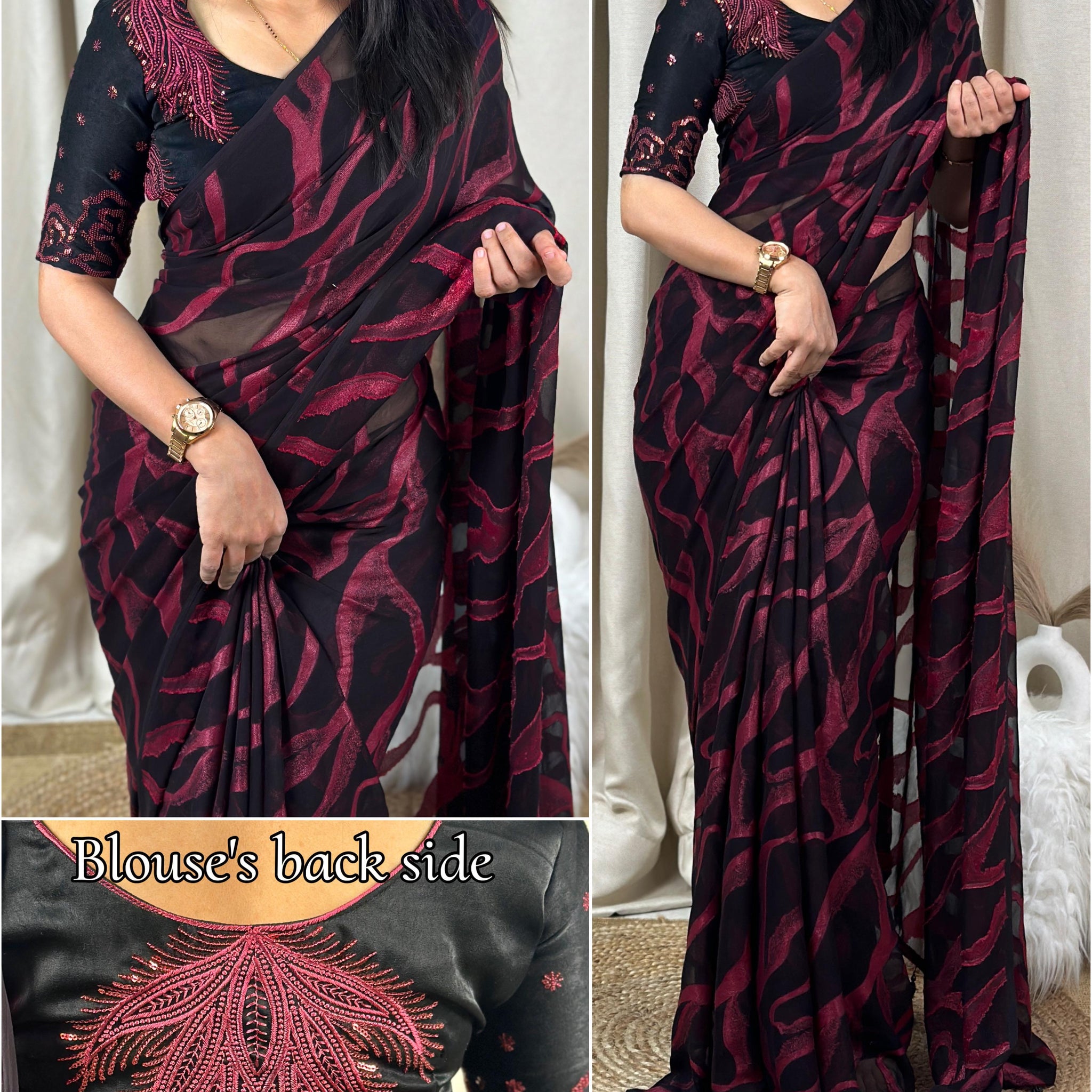 Beautiful Designer Semi Bamber Brasso Saree