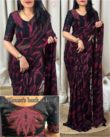 Beautiful Designer Semi Bamber Brasso Saree