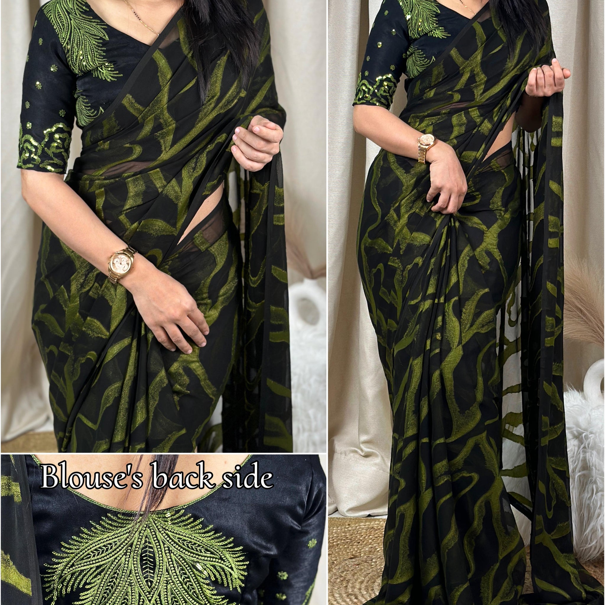 Beautiful Designer Semi Bamber Brasso Saree