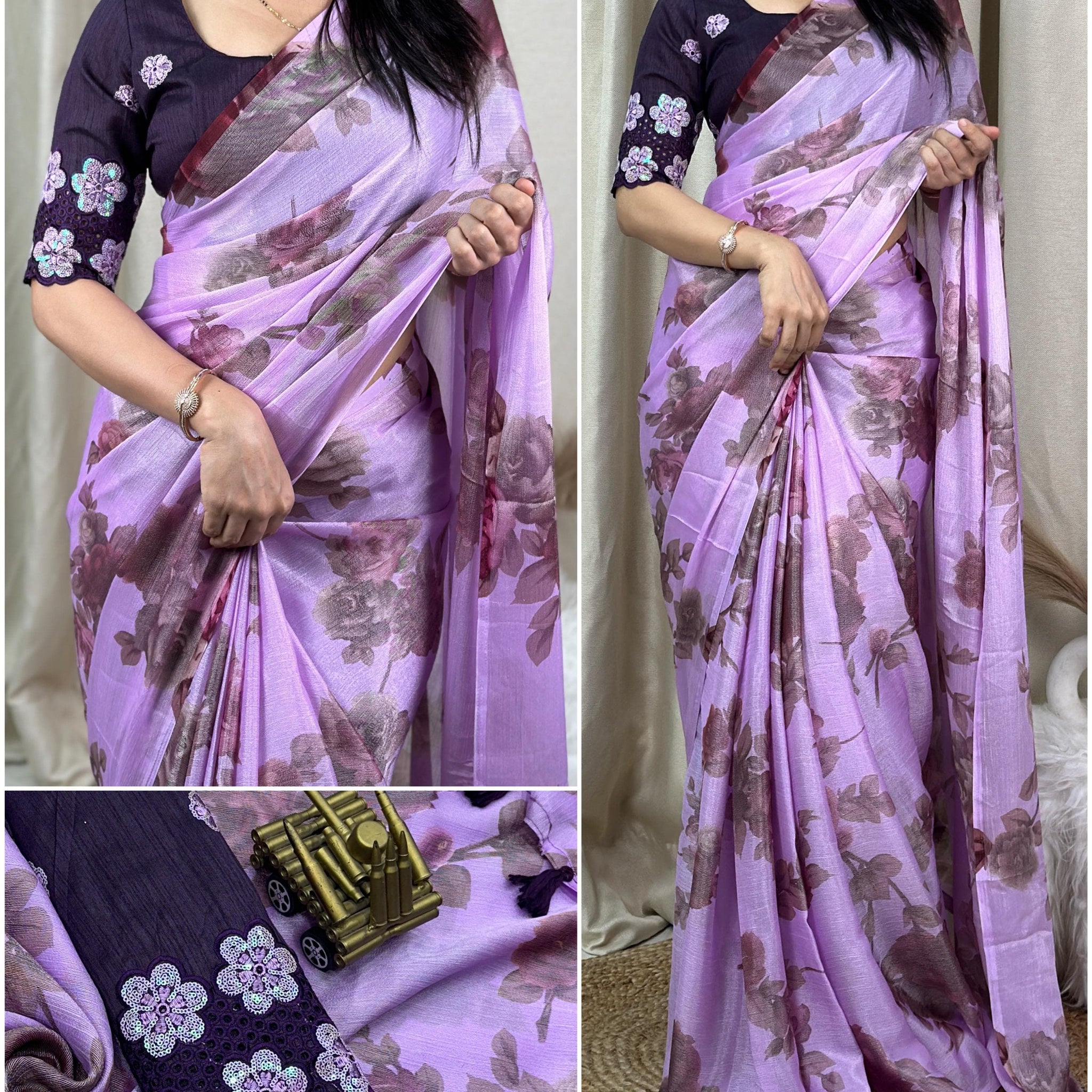 Beautiful Designer Chiffon Braso Silk Saree