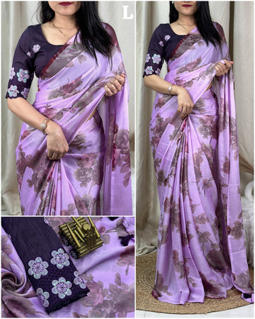 Beautiful Designer Chiffon Braso Silk Saree