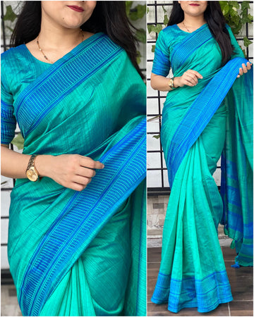 Beautiful Designer Soft Bamboo Silk Saree