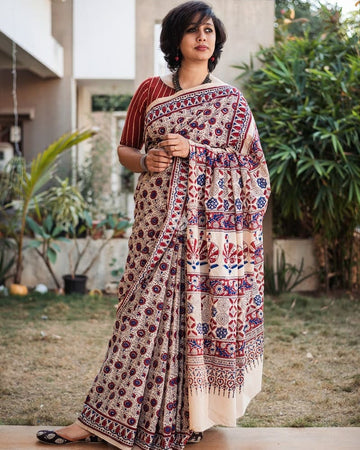 Beautiful Designer Imported Cotton Silk with Digital Print Saree