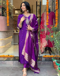 Party Wear Purple Cotton Silk Salwar Suit