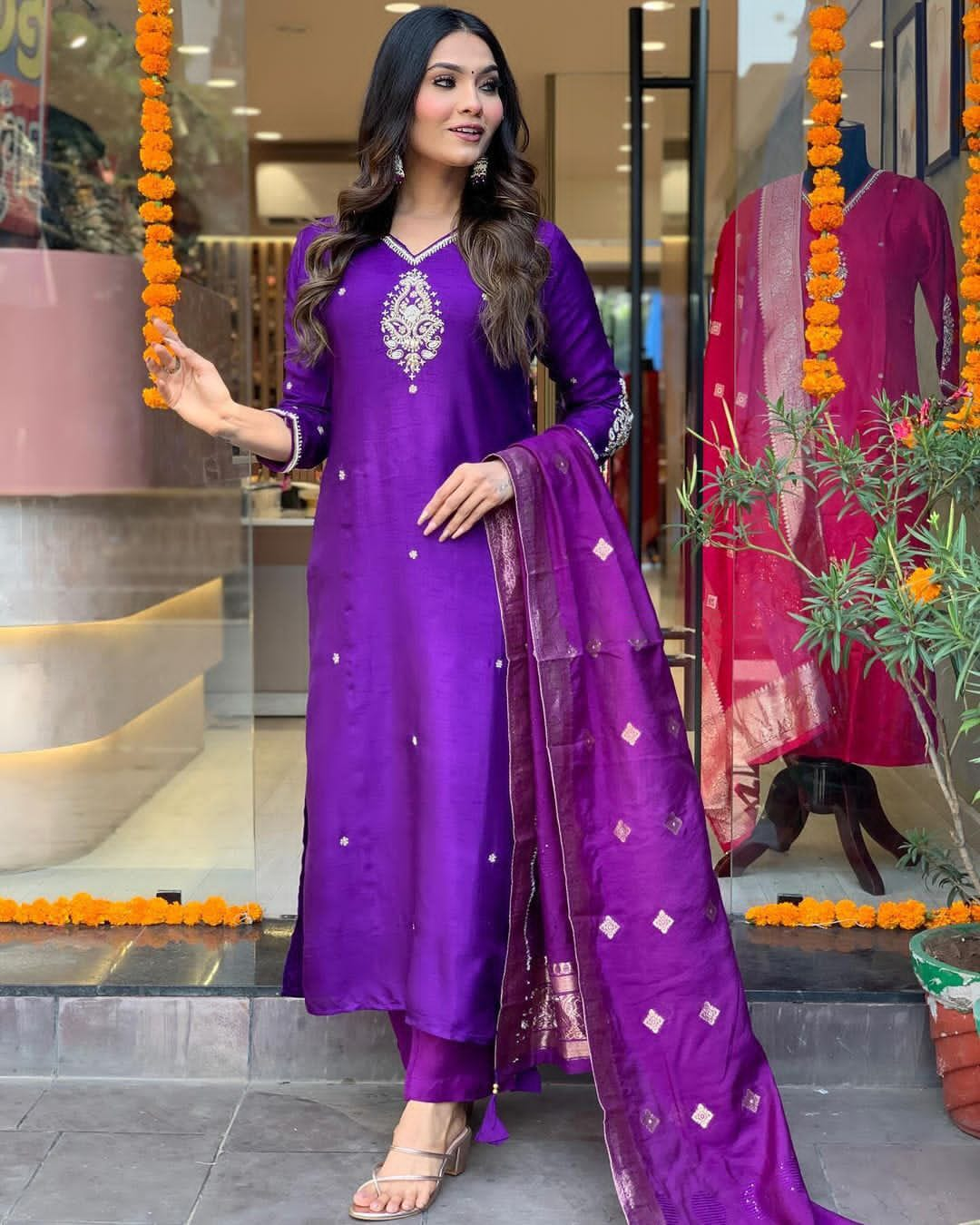 Purple churidar dress hotsell