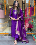 Party Wear Purple Cotton Silk Salwar Suit