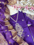 Party Wear Purple Cotton Silk Salwar Suit