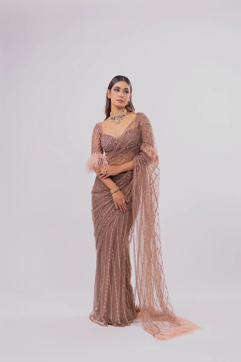 Beautiful Designer Heavy Mono Net Sequanc Saree