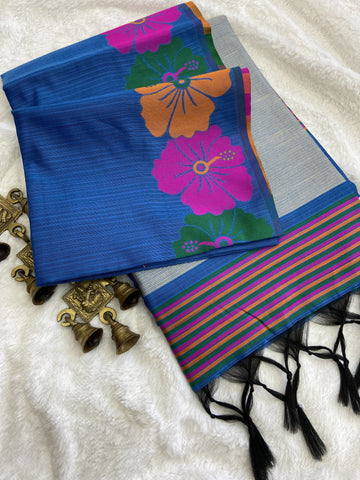 Beautiful Designer Jawa Flower Pattern Handloom Silk Saree