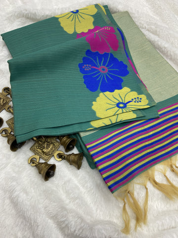 Beautiful Designer Jawa Flower Pattern Handloom Silk Saree