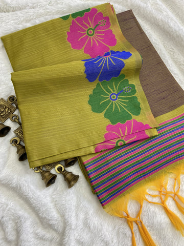 Beautiful Designer Jawa Flower Pattern Handloom Silk Saree