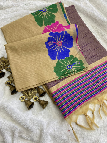 Beautiful Designer Jawa Flower Pattern Handloom Silk Saree