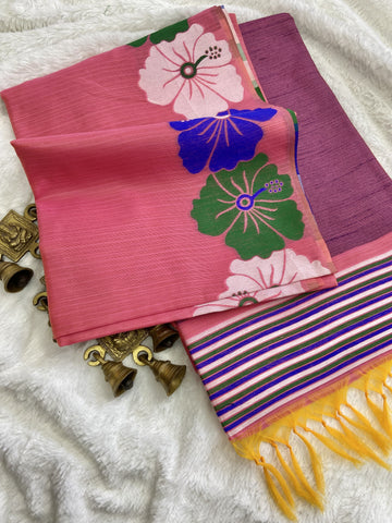 Beautiful Designer Jawa Flower Pattern Handloom Silk Saree