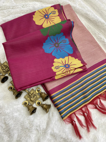 Beautiful Designer Jawa Flower Pattern Handloom Silk Saree