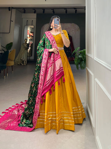 Beautiful Designer Pure Cotton Lehenga Choli with Gajji Silk Dupatta