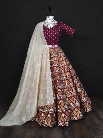 Beautiful Designer Pure  Aada Slub Silk Lehenga Choli