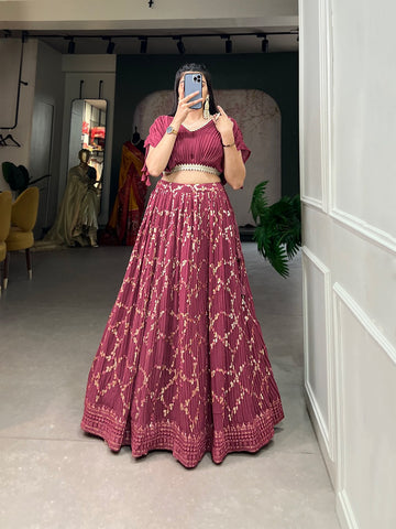 Beautiful Designer Crushed Georgette Printed Lehenga Choli