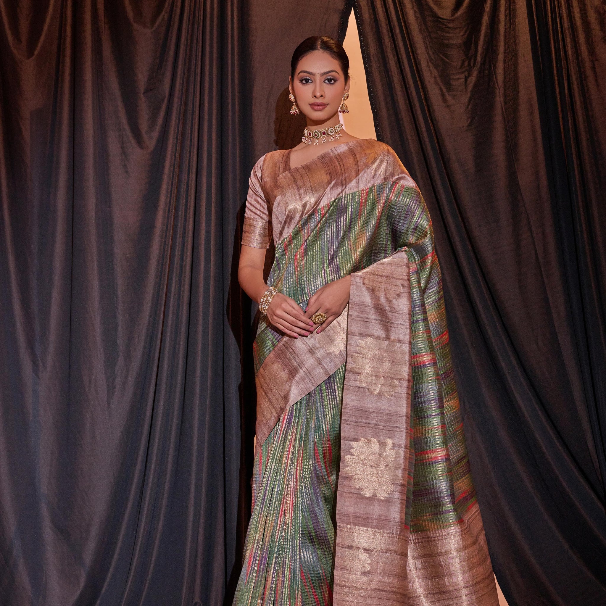 Beautiful Designer Ghicha Pure Soft Tussar Silk Saree