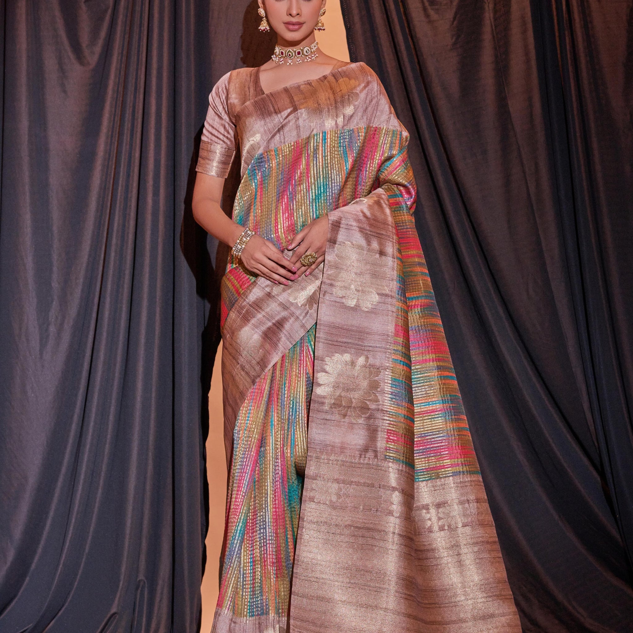 Beautiful Designer Ghicha Pure Soft Tussar Silk Saree