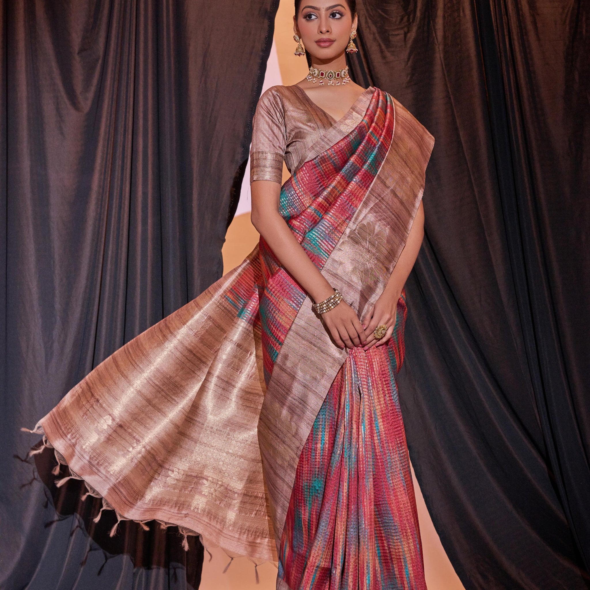 Beautiful Designer Ghicha Pure Soft Tussar Silk Saree