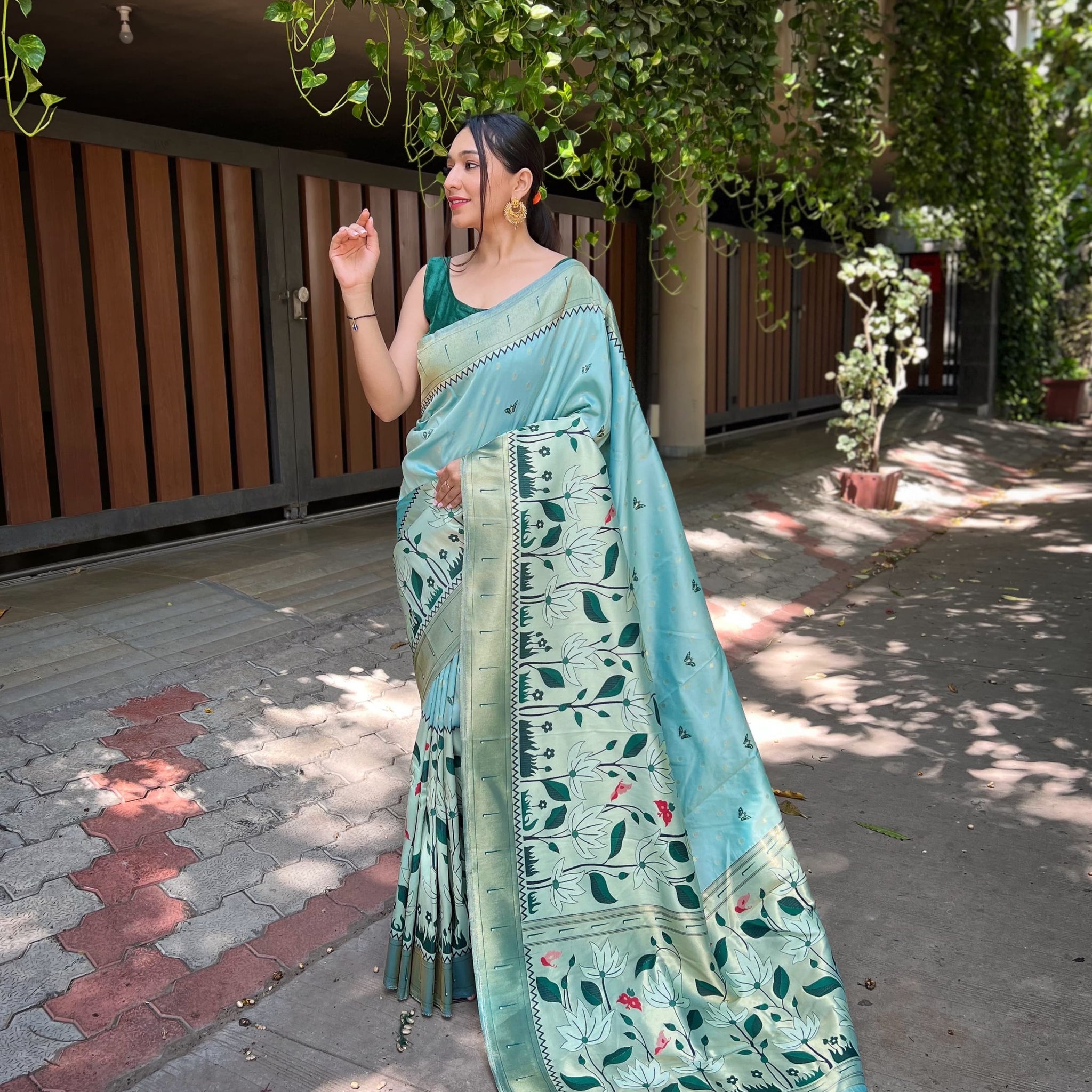 Beautiful Designer Captivating Sky-Blue Zari Woven Banarasi Silk Reception Wear Saree With Blouse