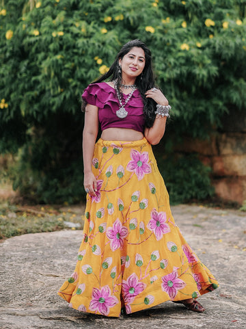 Beautiful Designer Georgette Yellow two Piece Lehenga Choli