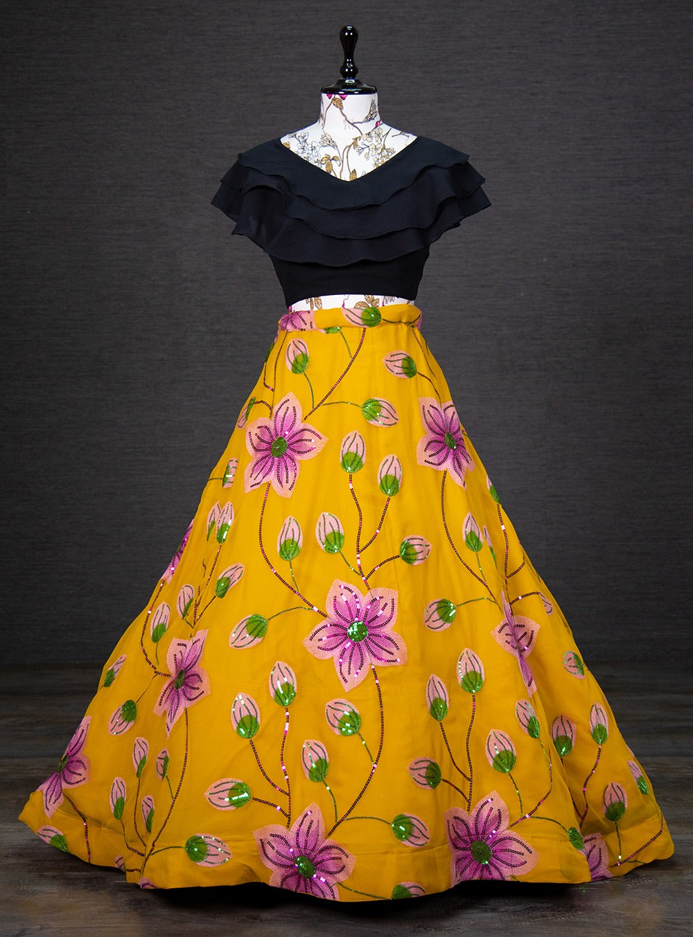 Beautiful Designer Georgette Yellow two Piece Lehenga Choli