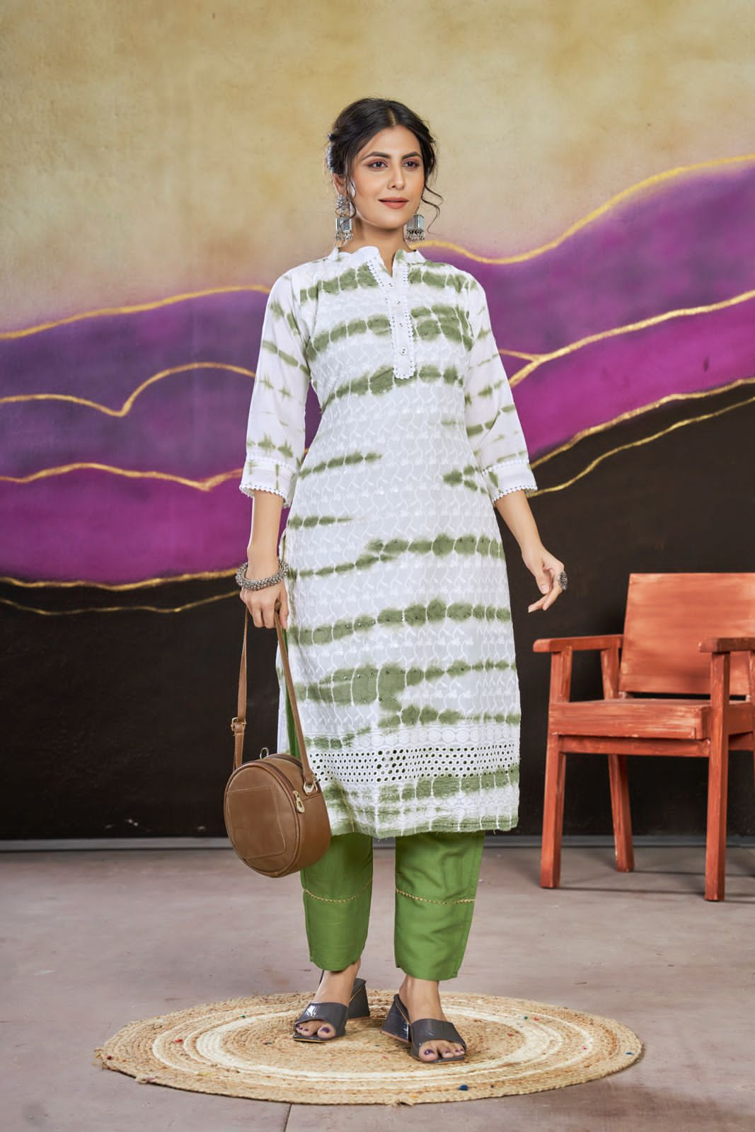 Beautiful Designer Pure Cotton Schiffli Kurti