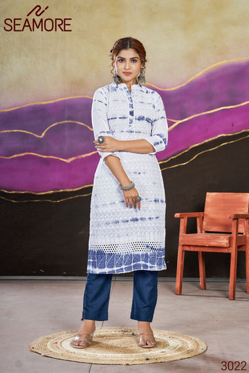 Beautiful Designer Pure Cotton Schiffli Kurti